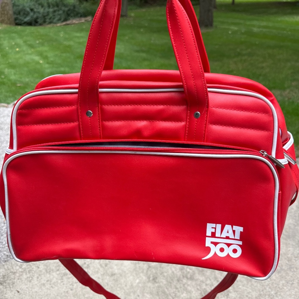 Fiat 500 Classic Car Weekender Tote Bag Duffle Luggage Orange Gemline VTG